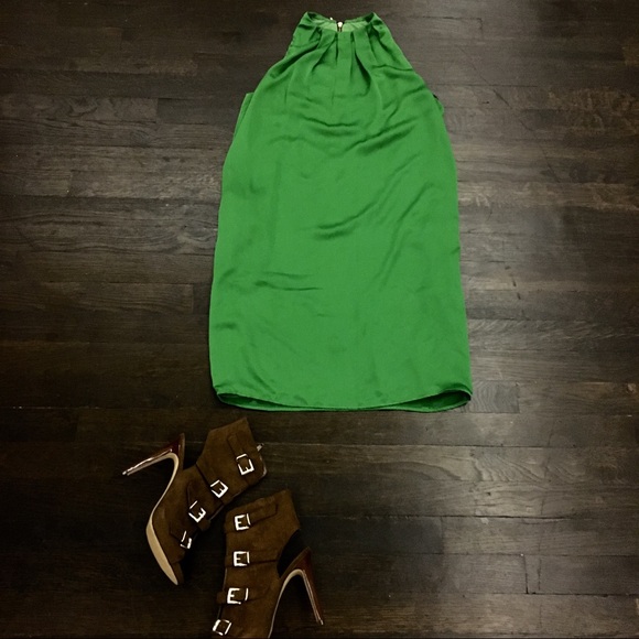 NWT Zara Green Satin Halter Dress XS - Picture 1 of 3